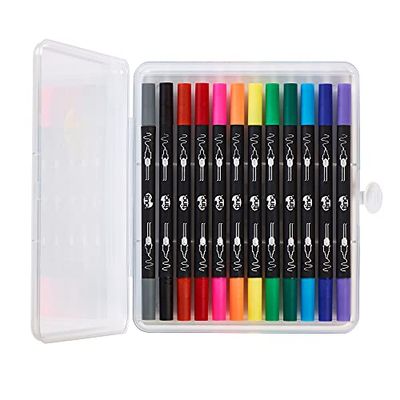 Tinc Fine Liner Pennen | Dual Tipped - Dunne penpunt en viltstift | Een reeks van 12 kleuren | Perfect Pack voor school, notities, rugzakken en huiswerk | Stevige en duurzame plastic hoes - Set van 12