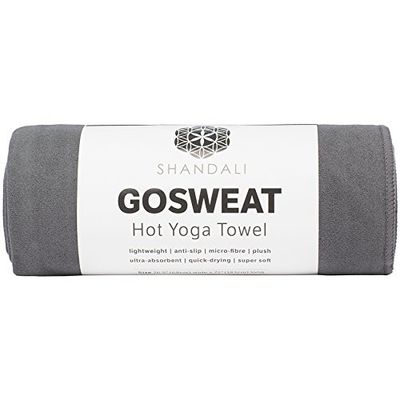 Shandali Hot Yoga Handdoek - Suede - 100% Microfiber, Super Absorberend, Bikram Yoga Mat Handdoek - Oefening, Fitness, Pilates en Yoga Gear - Grijs 26,5" x 72"