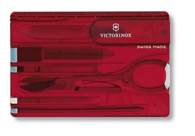 Victorinox Taschenmesser Swiss Card Classic (10 Funktionen, Schere, Stecknadel, Kugelschreiber) rot transparent