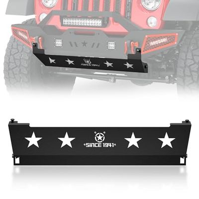 YZONA JK Plaque de protection de pare-chocs avant en acier compatible avec Jeep Wrangler JK 2007-2018 2 portes et 4 portes, plaque de protection inférieure du moteur tout-terrain à visser (ne convient