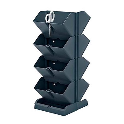 Confezione 2 Pastello verticale Prosperplast Mini Plastica Cascata Cascata Antracite 19.5 x 11.4 x 47,5 cm con 2 forbici JAR