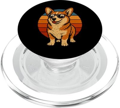 Retro Corgi in Occhiali da sole Uomini Donne Bambini Divertente Corgi PopSockets PopGrip per MagSafe