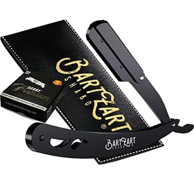 BartZart Shabo Rasoio con sistema di lame intercambiabili, set di rasoi a mano libera premium in acciaio inossidabile incl. Custodia e lamette da barba di Derby, razor men, coltello da barba, Razor