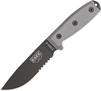 ESEE Unisex - volwassenen, outdoormes | lengte lemmet: 11,43 cm, handvat: Micarta, model 4 roestvrij staal, multicolor, normaal