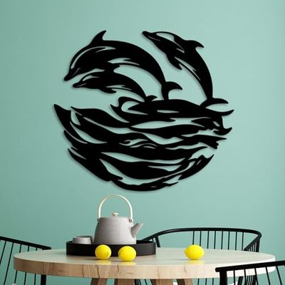 Stylish Black Decorative Metal Wall Accessory, 49 x 55 cm, 100% Metal, 1.5 mm Thickness, Perfect for Modern Home Decor & Art Display