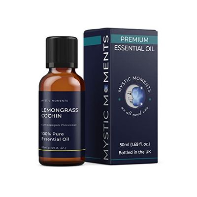Mystic Moments | Lemongrass Cochin Essential Oil 50ml - Pure & Natural Oil for Diffusers, Aromatherapy & Massage Blends Vegan GMO Free