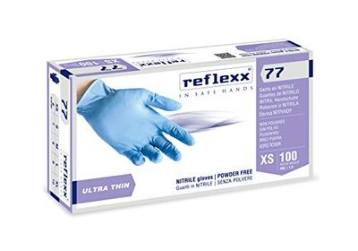 REFLEXX R77100/M puderfria nitril handskar storlek 3.0, storlek M, ljusblå (100 stycken)