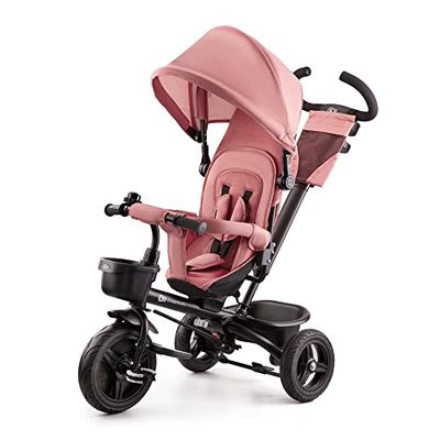 Kinderkraft Aveo Tricycle Bébé , Draisienne, Trike Bebe, Velo Poussette Évolutif, Enfant 5 Ans, De 9 Mois, Pliable, Facile À Plier, Accessoires Pratiques, Rosa
