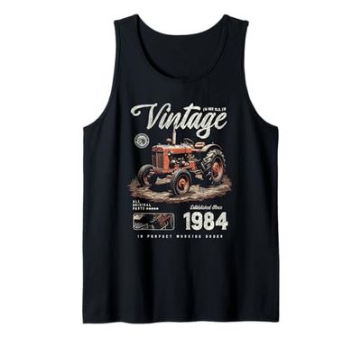 Birthday Farmer Vintage Tractor Born nel 1984 Canotta