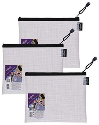 Snopake 15838 - Bolsa de goma EVA (3 unidades, 255 x 205 mm), color transparente y negro