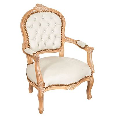 Biscottini Fauteuil en slaapkamerstoel, 50 x 74 x 52 cm, slaapkamerstoel met antieke afwerking, bruine stoel