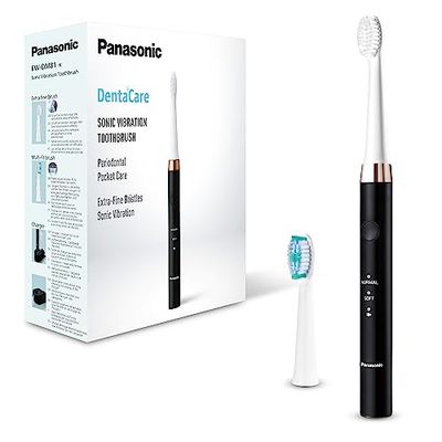 Panasonic EW-DM81-K503 Spazzolino Elettrico, 2 Testine Incluse, Timer, 2 Modalità di Funzionamento, Design Ergonomico, 31.000 Movimenti al Minuto, Vibrazioni Soniche, Nero