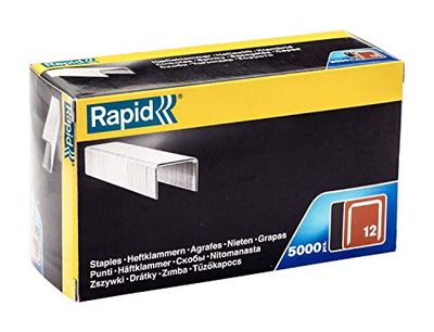 Rapid 40100519 No.12 Flatwire Staples, Leg Length: 10 mm, -5000 Pieces, Grey