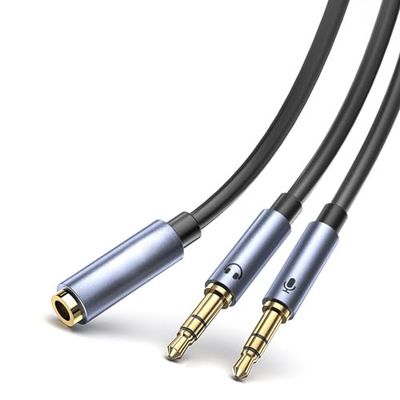 Tymyp Splitter audio, adattatore per cuffie, splitter audio, splitter per cuffie 0,3 m (doppio 3,5 mm maschio a femmina da 3,5 mm), adattatore per cuffie da 1 a 2 jack per cuffie, auricolari, laptop,