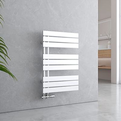 EMKE Badradiator plat 762 x 500 mm wit, handdoekverwarmer, kleine handdoekdroger, paneel handdoekhouder zijaansluiting voor water 397 W