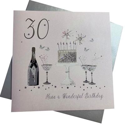 WHITE COTTON CARDS Grande Carte d'anniversaire Faite Main 30e Anniversaire