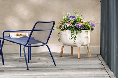 Plastia Pot de Fleurs Bas Blanc Ivoire