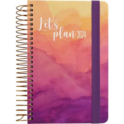 Grafoplás | Agenda annuale 2024 A6 | Design Passion | Spagnolo | Giorno Pagina | 10,5 x 16,5 cm | Con Spirale | Copertina rigida foderata in tessuto stampato| Chiusura elastica | Perfetta per gestire
