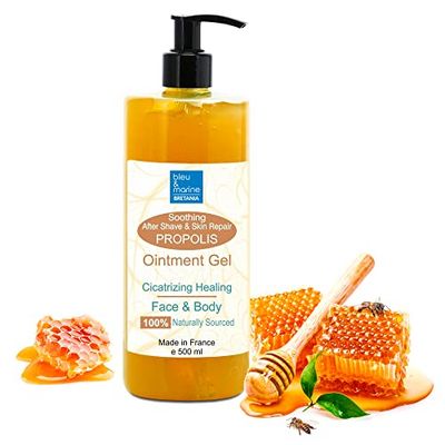 Gel al Propoli, Viso, Gel Riparatore, Pelle sensibile imperfetta, Calma la pelle irritata, Dopobarba, Sollievo dal prurito, Idratante, 500 ml