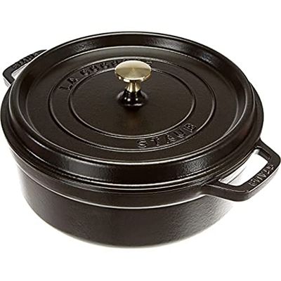 Staub Cocotte Redonda Baja, Hierro Fundido, Negro Mate, 26 cm