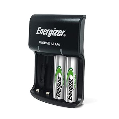 Energizer Laddningsbara AA-batterier och AAA, laddningsbas (2 AA-batterier ingår)