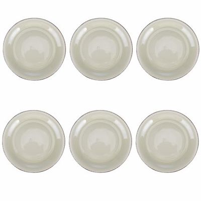 Set van 6 fruitborden Ø 19,3 cm van aardewerk, handbeschilderd, zand, 4 tinten