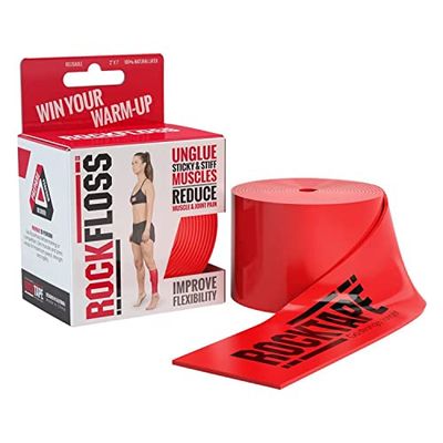 RockTape RockFloss Tack Mobility Band, compresión de recuperación muscular, hilo dental para el dolor muscular, 2 '' x 7 '' de ancho, rojo