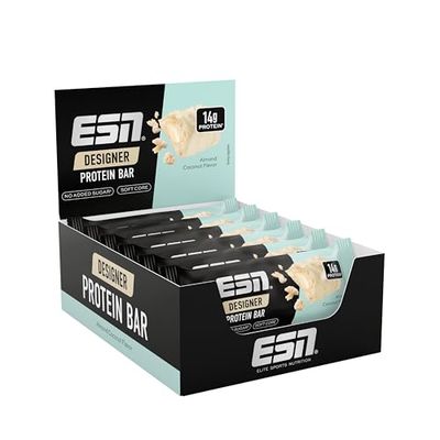 ESN Designer Protein Bar, Almond Coconut, 12 x 45 g - High Protein Bar - Made in Germany