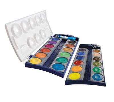 Pelikan Aguarelas Premium K24, caixa de 24 cores e 1 tubo de branco opaco (7,5 ml), qualidade Made in Germany, estojo escolar, material de ensino 720631