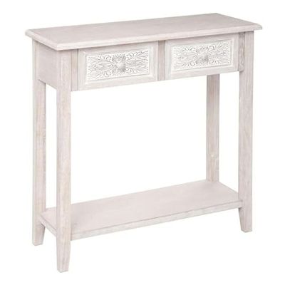 Well Home - Console à 2 tiroirs inspirée de la Nature en Bois Blanc