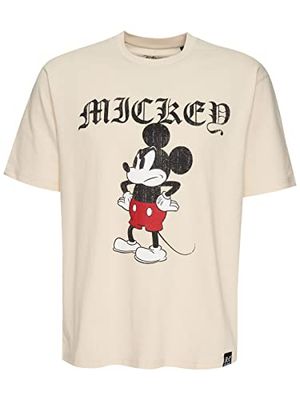 Recovered Unisex Disney Grumpy Mickey Roman Tekst Relaxed Ecru by XXL T-Shirt, ecru, XXL