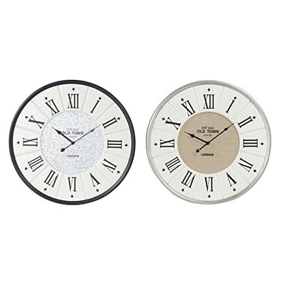 Orologio da parete DKD Home Decor Grigio beige ferro legno MDF (2 pz) (60 x 5 x 60 cm)