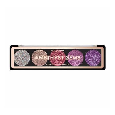 Profusion Cosmetics 5 Shade Glitter Palette for Sparkle and Glam, Get Dazzling Eyes with Must Have Glitter Palette, Elevate Your Beauty Routine with Matte Glitter Eyeshadow Palette Amethyst Gems