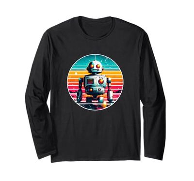 Funny 80s Engineer Shirt Robotics Robot Technology Robotics Long Sleeve T-Shirt