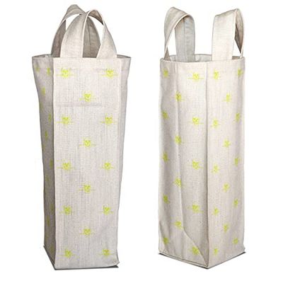 Bonamaison Stampato Digitale Borsa per vino, Borsa Porta Vino in 50% Cotone - 50% Poliestere, Sacchetto di Vino e Champagne, 1 Pezzo, Dimensioni: 31 x 9 cm