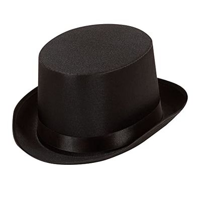 W WIDMANN MILANO Party Fashion 2485T - Chapeau haut de forme, noir, en satin, XVIIIe et XIXe siècles, Charleston, Flapper, gangster, soirée à thème, carnaval