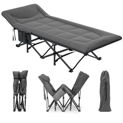 YITAHOME Opvouwbare campingbedden voor volwassenen, zwaar belastbaar stevig campingbed 260 kg draagvermogen, sterke, dikkere buizen, slaapbedje met draagtas voor reizen/kantoor/buiten, grijs