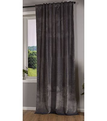 Gardinenbox Milano 20357 Rideau occultant en Velours avec Passants et Cordon de Serrage Gris 235 x 135 cm