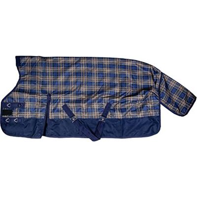 HKM Cleveland 1175 Tapis à Carreaux pour Cheval Bleu Marine/Marron