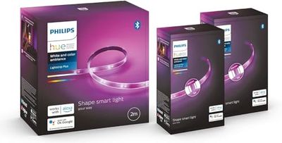 PHILIPS Hue White&Color Ambiance Lightstrip, Kit base Striscia LED Smart da 2m + 2 Ambiance Lightstrip, Striscia LED Smart da 1m