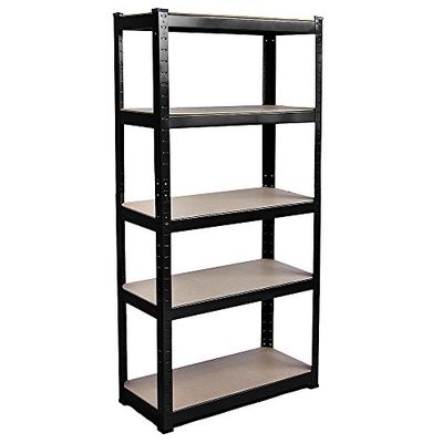 Home Vida 5 Tier Layer Plank Opslag Rekken Rack Heavy Duty Keuken Garage Rekken Eenheid, 875 Kgs Capaciteit, Zwart