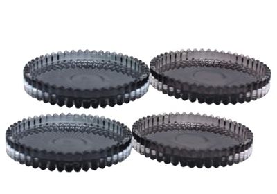 Set of 4 Glass Candle Plates/Candle Holders/Saucers Round in Light and Dark Grey Size H 1.5 x 10 cm