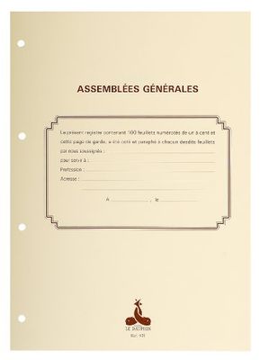 le dauphin - Ref. 2721D - 1 numbered/perforated refill 100 plain sheets 90g, with endpapers for legal binders General Meetings, board of directors, journal and inventory books - A4