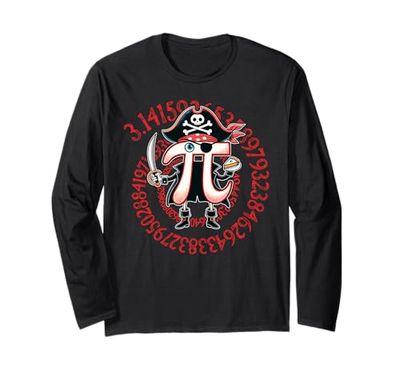 Divertente Pi-rate Spirale Pi Felice Pi Giorno Matematica Geek Pirata Amante Maglia a Manica