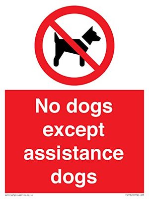 Panneau « No dogs except assistance dogs » - 150 x 200 mm - A5P