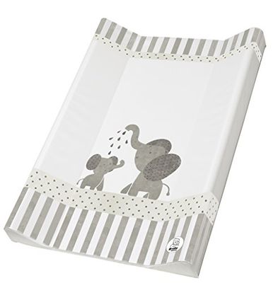 Rotho Babydesign Matelas à Langer avec Cales, Dès 0 Mois, Modern Elephants, Bella Bambina, Blanc/Gris, 50 x 70 cm, 20099 0001 CG