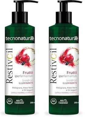 RestivOil Tecnonaturae Shampoo Illuminante Capelli Normali Frutti Iperfermentati Oli Leggeri Biodegradabile 250ml (Confezione da 2)