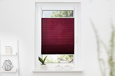 K-Home Klemmfix Pleated Blind 25 x 130 cm (W x L) Bordeaux Light Protection Modern Crushed Look