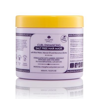 Nature Spell - Mascarilla para cabello rizado (400 ml), con infusión de agua de arroz y linaza, para todo tipo de rizos, sin sulfatos, 100% vegana, fabricada en el Reino Unido