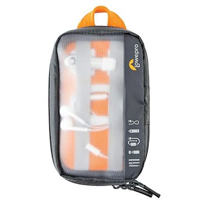 Lowepro GearUp Pouch Mini, Borsa da Viaggio, Cavi, Adattatori, Batterie, Caricabatterie, Chiavette USB, Custodia Accessori Smartphone, Realizzata in Tessuto Riciclato, Grigio